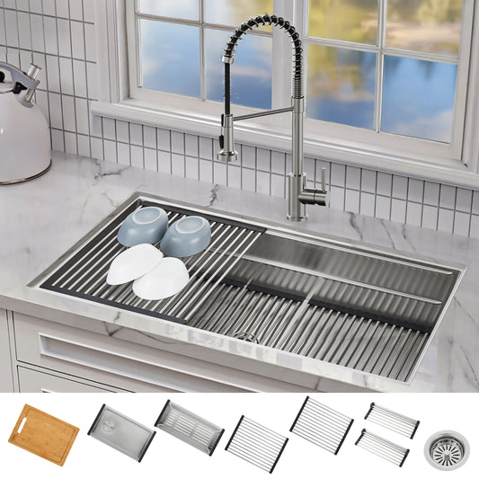 FORNO ACQUA 45 in. Undermount 3-Level Workstation MultiSINK with Custom-Fit Accessories