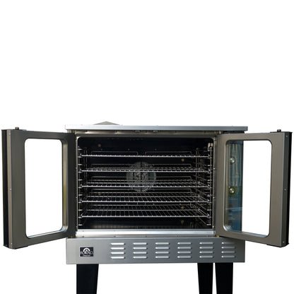 Forno Commerciale Convection Gas Oven, 3 burners 54,000 BTU, 150–500°F, stainless steel, NG/LP convertible