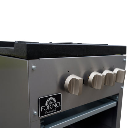 Forno Commerciale gas stock pot range, 2 powerful 3-ring burners, 160,000 BTU, durable stainless steel, heavy-duty cast iron grates