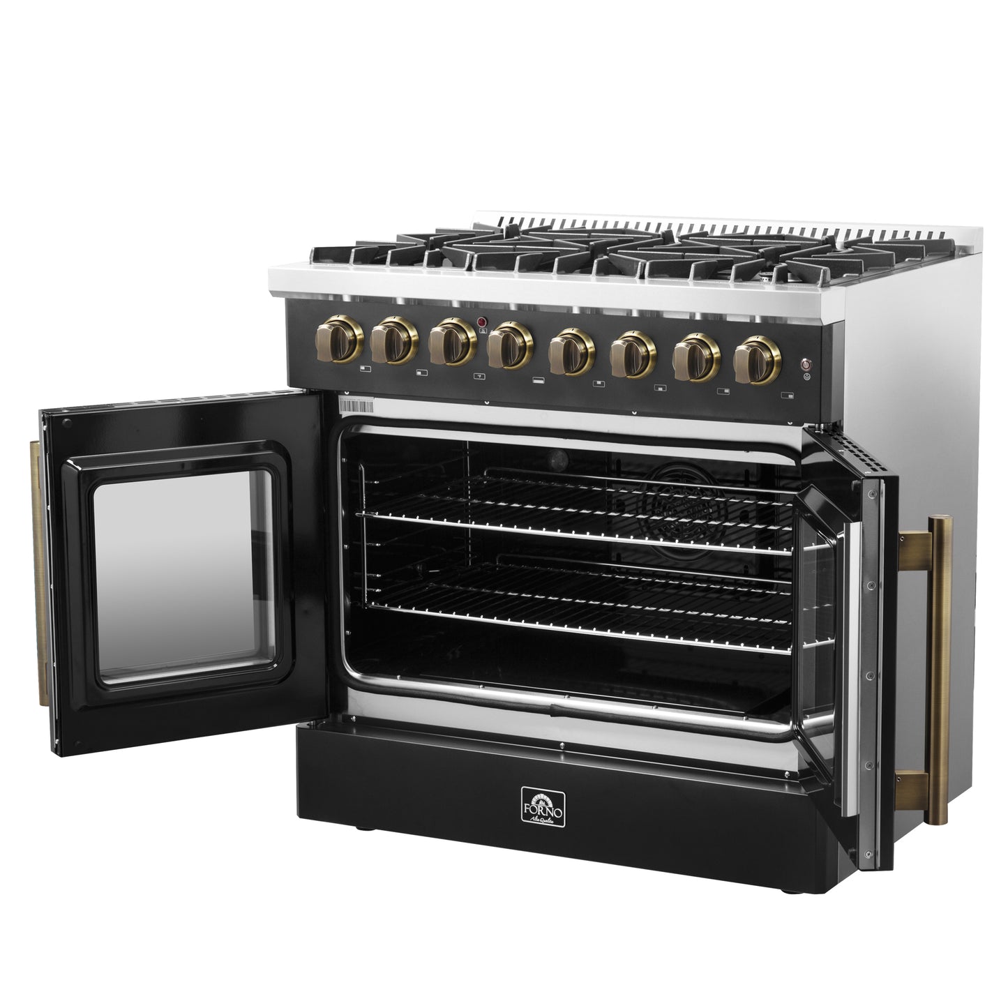Forno Galiano 36-inch Freestanding French Door Dual Fuel Range Black