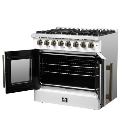 Forno Galiano 36-inch Freestanding French Door Dual Fuel Range White