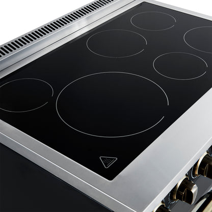 Forno Paolo 36 Inch Black Freestanding Electric Range, Stainless Steel, 5.44 cu.ft, True Convection Oven, Energy Efficient