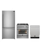 FORNO Premium 3-Piece Kitchen Bundle - 30" Gas Range, Bottom Freezer Refrigerator, Built-In Dishwasher, Stainless Steel - FBDL-012-01CAUS
