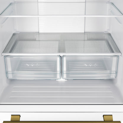 Forno Gallipoli Espresso 30-Inch White French Door Refrigerator, Bottom Freezer, 17.5 Cu. Ft., No Frost, Ice Maker
