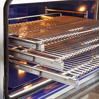 FORNO Premium 2-Piece Kitchen Bundle - Galiano 36" Stainless Steel Range, Forno Moena 36" French Door 19.2 cu. ft Stainless Steel Refrigerator, with Decorative Grill - 40" Wide - FBDL-019-03CAUS