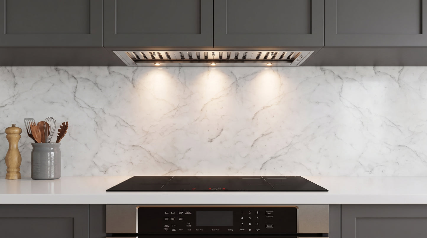 Forno Frassanito 48-Inch Recessed Range Hood, Stainless Steel Baffle Filters, LED Lighting