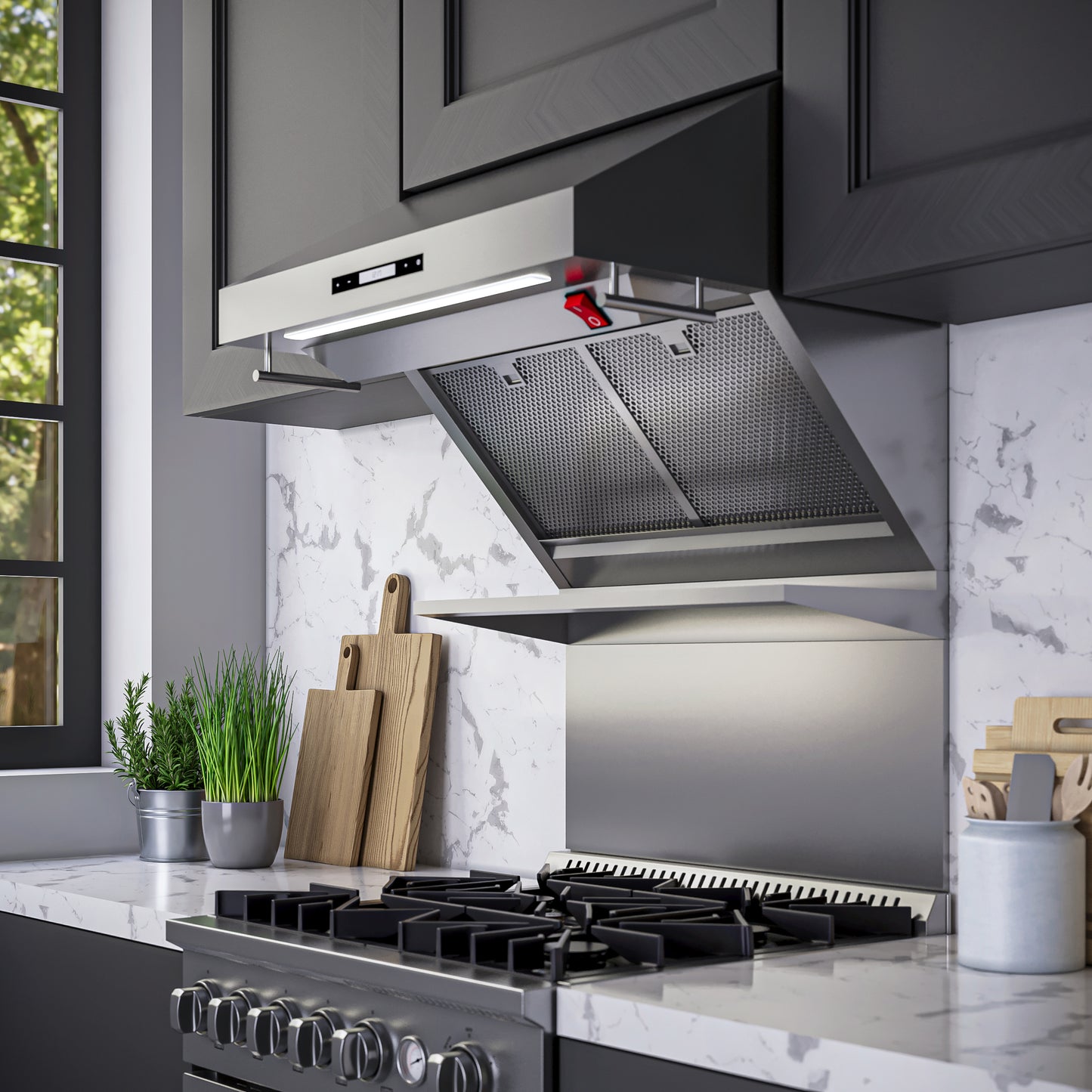 Forno Savona 30-Inch Wall Mount Range Hood, Hybrid Filters, Backsplash Included