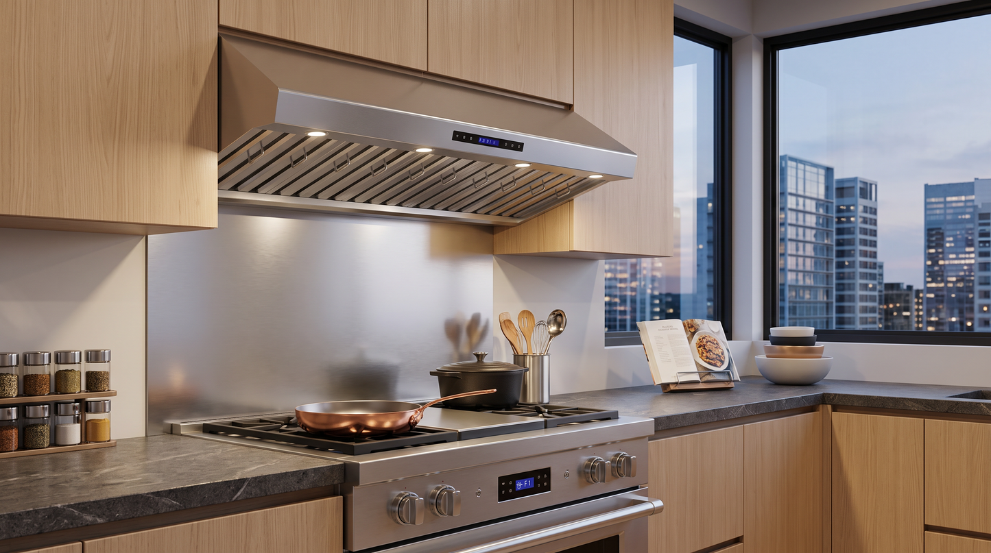 Forno Palazzo 60-Inch Wall Mounted Range Hood, Stainless Steel, Heavy Duty Baffle Filters, Remote Control