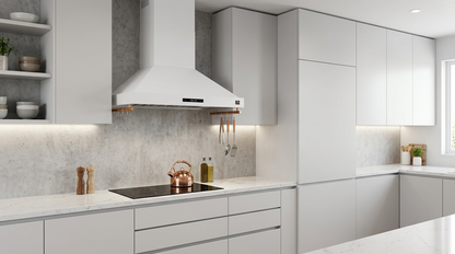 Forno Venezia 30 Inch Wall-Mounted Range Hood in White with Touch Controls and Baffle Filters