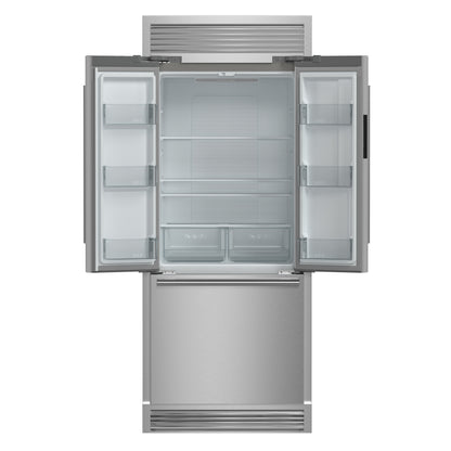 Forno Gallipoli 30-Inch French Door Refrigerator, 17.5 cu.ft Capacity, Decorative Grill, 34-Inch Width, Stainless Steel, No Frost Technology, Energy Efficient