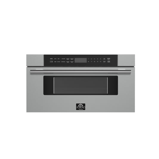 Forno Capoliveri 30-Inch Microwave Drawer, Stainless Steel, 1.2 cu.ft, 1500 Watts, Built-In, Touch Control LCD Display, Auto-Touch Open/Close, 11 Power Levels, Sensor Cooking