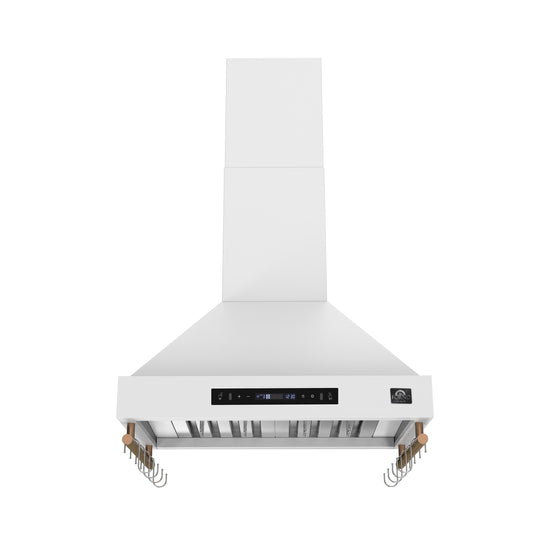 Forno Venezia 30 Inch Wall-Mounted Range Hood in White with Touch Controls and Baffle Filters