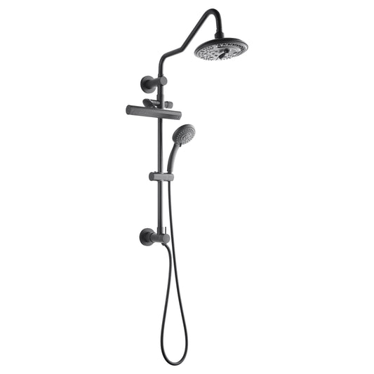 Forno Acqua AcquaFALL Shower, Matte Black Finish, Overhead Rainfall Shower, 7 Way Diverter, Handheld Shower Head, Body Jets, 1.8 GPM Flow Rate