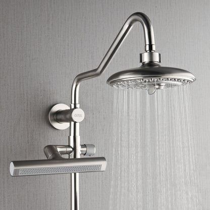 Forno Acqua AcquaFALL Shower, Brushed Nickel Finish, Overhead Rainfall Shower, 7 Way Diverter, Handheld Shower Head, Body Jets, 1.8 GPM Flow Rate