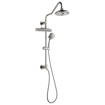 Forno Acqua AcquaFALL Shower, Brushed Nickel Finish, Overhead Rainfall Shower, 7 Way Diverter, Handheld Shower Head, Body Jets, 1.8 GPM Flow Rate