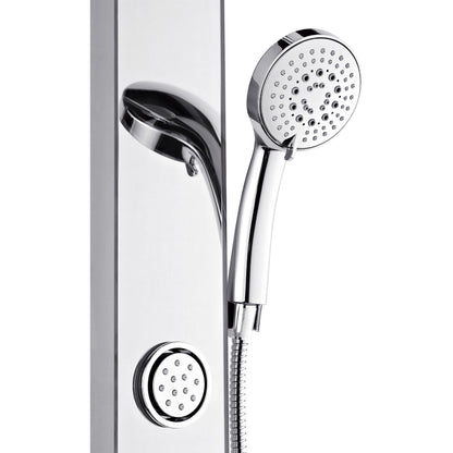 Forno Acqua AcquaSPA Shower Panel with SensoTEMP, Mirrored Stainless Steel Finish, Overhead Rainfall Shower, Handheld Shower Head, Body Jets, 1.8 GPM Flow Rate