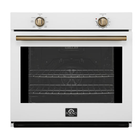 Forno Vomero 30-Inch Wall Oven, White, 5 cu.ft Capacity, 3550 Watts Convection, Mechanical Controls, Manuel Steam Clean