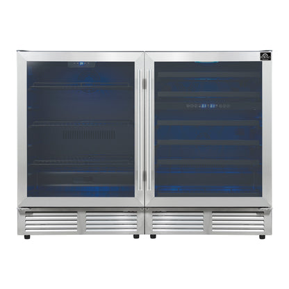 Gemello 48 Inch Side-by-Side Wine and Beverage Cooler in Stainless Steel, French Door, 9.6 cu. ft.